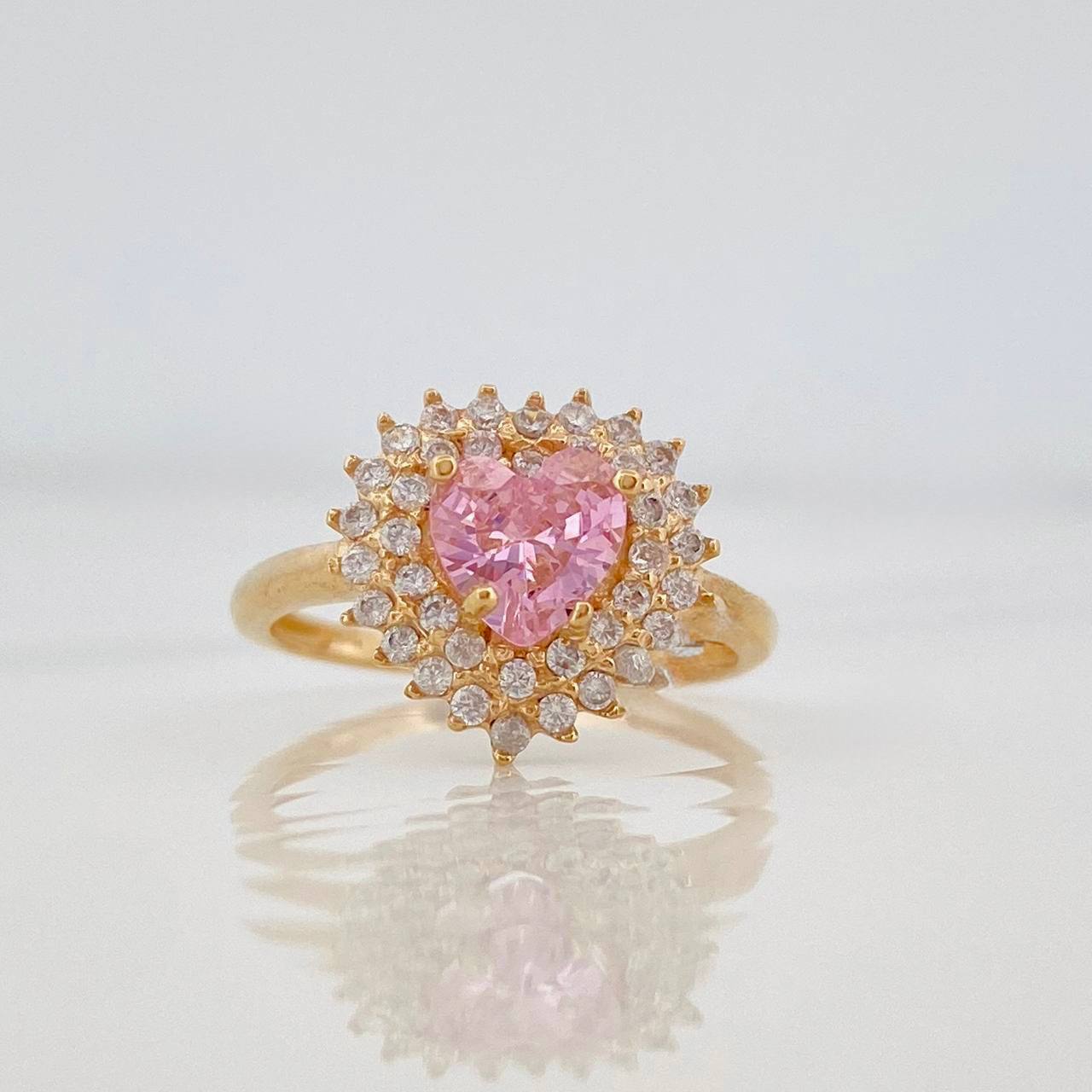 Halo Heart Ring 2.95g / T5 1/2 Yellow Gold 18K