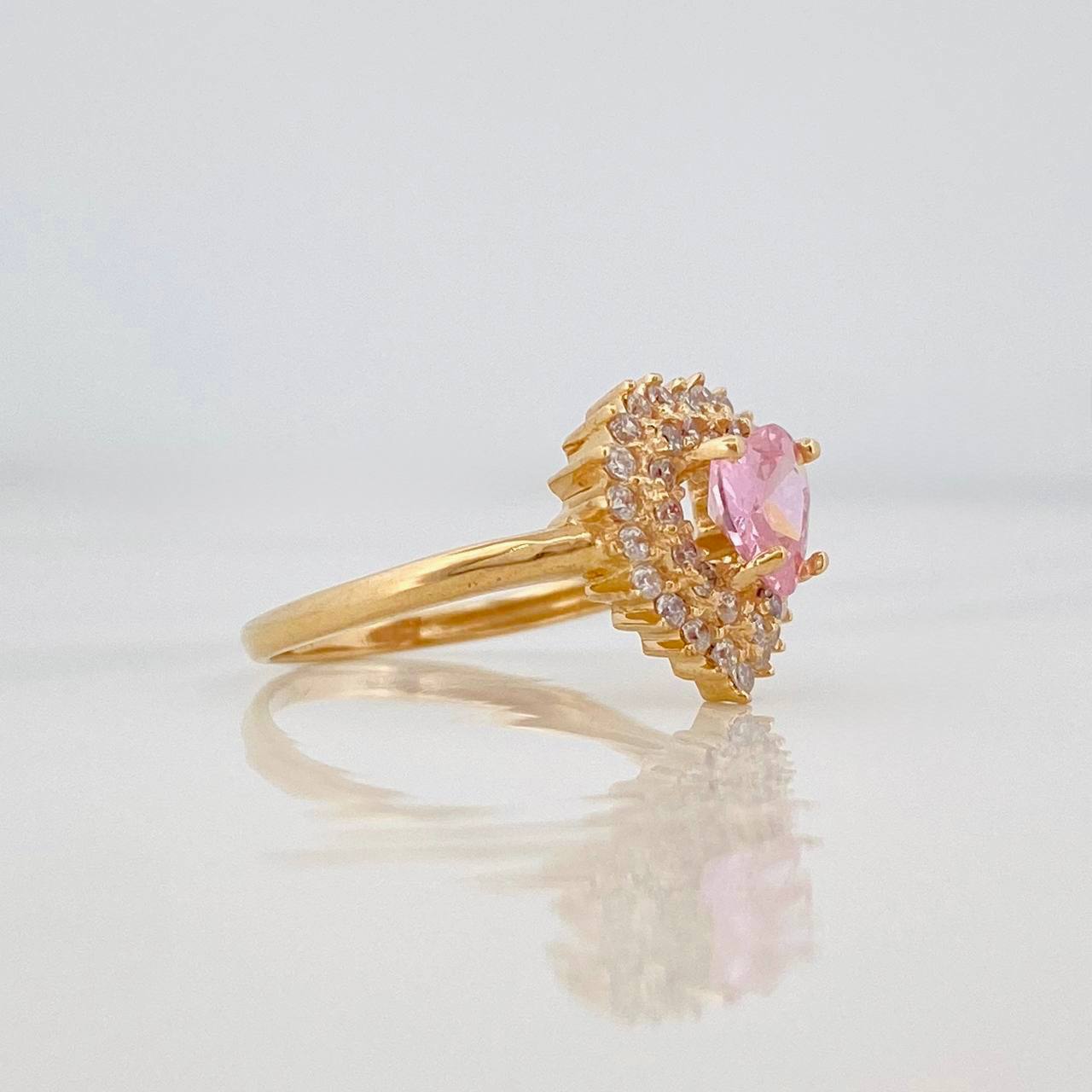 Halo Heart Ring 2.95g / T5 1/2 Yellow Gold 18K