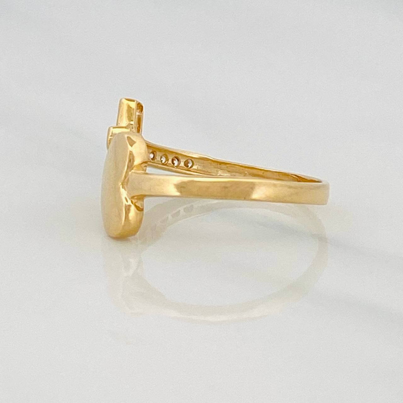 Heart Cross Ring 2.6g / T7 1/2 Yellow Gold 18K