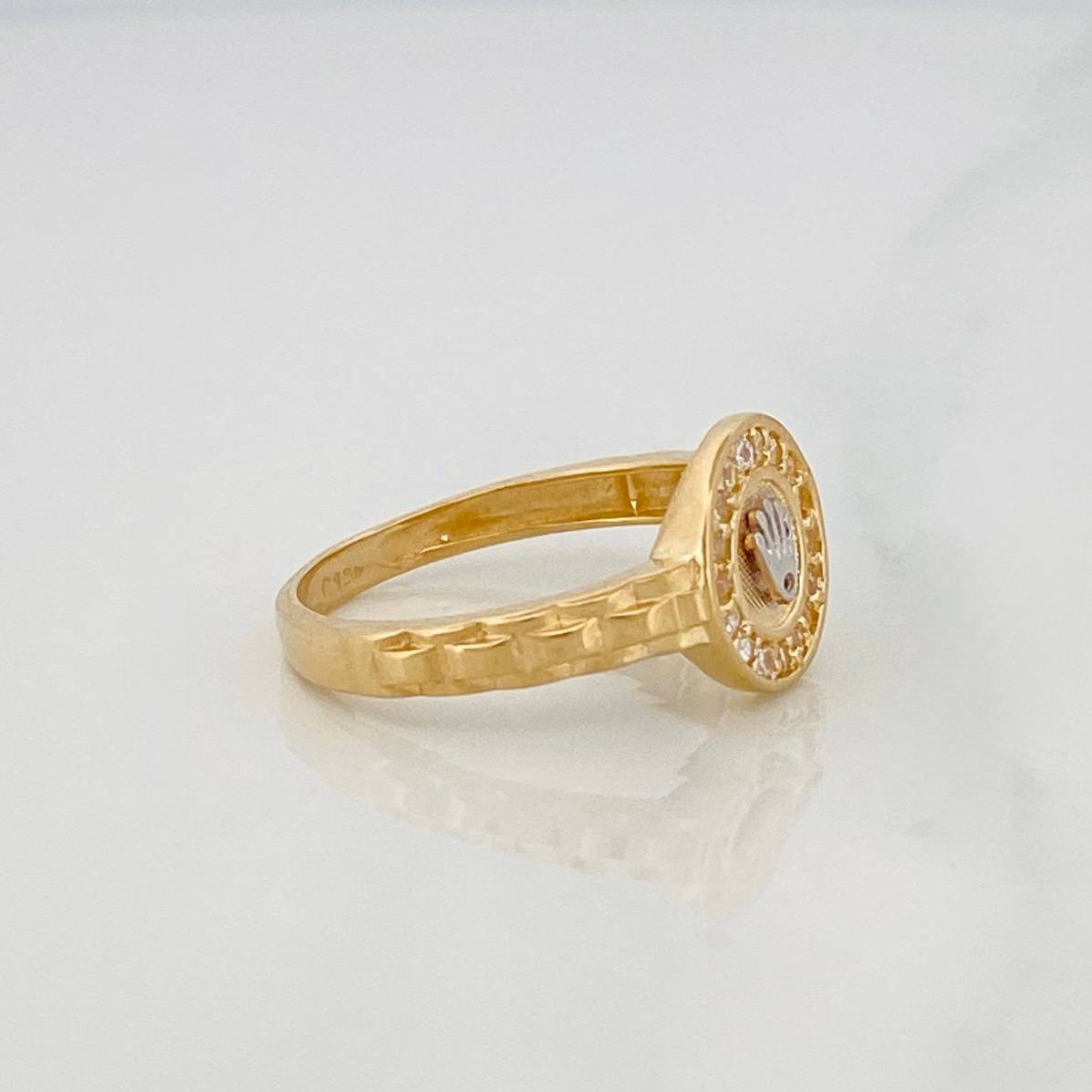 Crown Ring 3.1g / T7 1/2 Two-Tone Yellow White Gold 18K