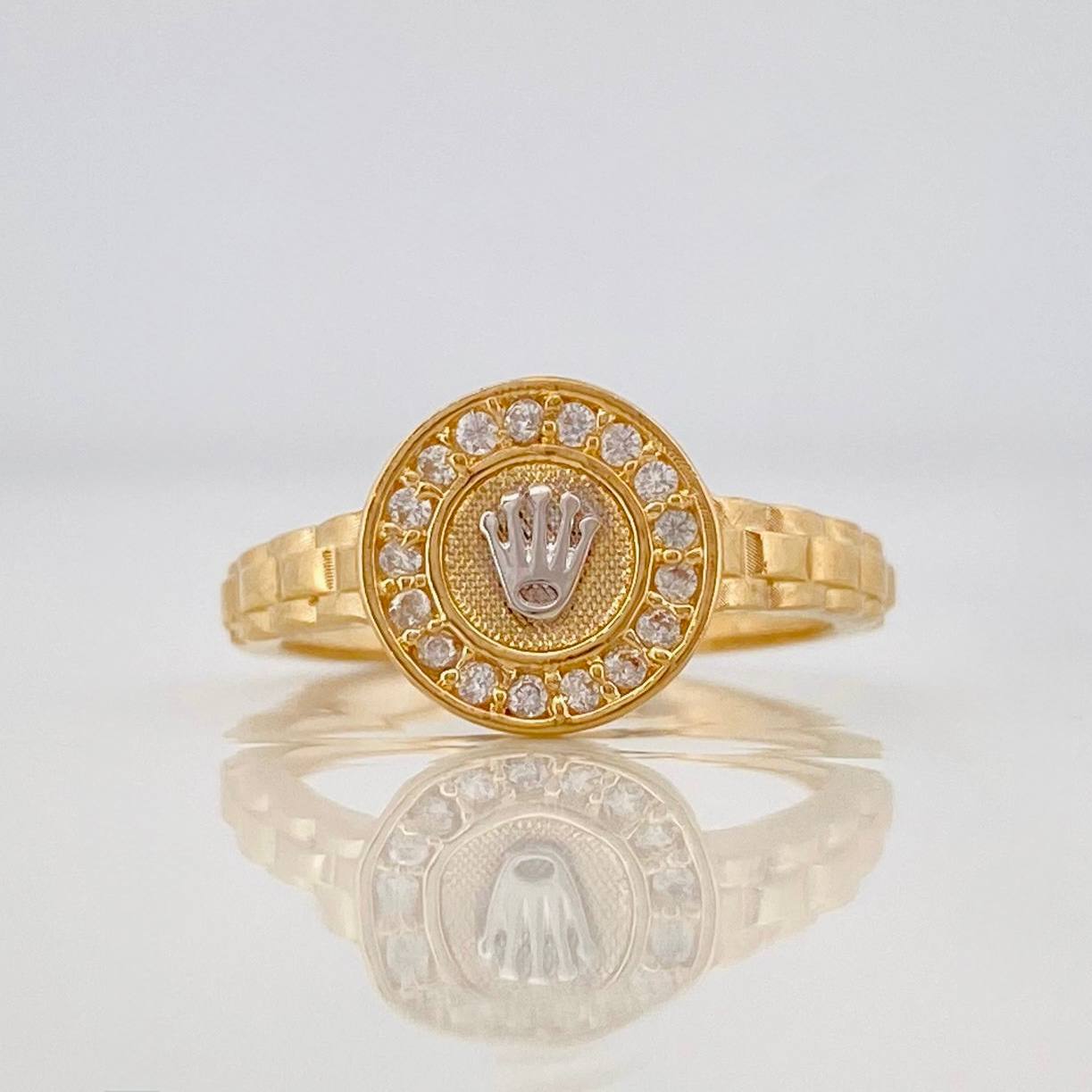 Crown Ring 3.1g / T7 1/2 Two-Tone Yellow White Gold 18K