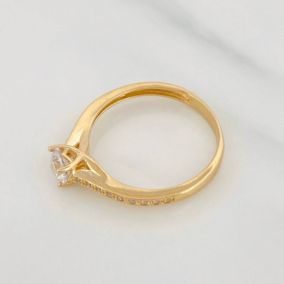 Solitaire Bridge Ring 2.5g / T7 1/2 Yellow Gold 18K