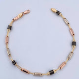 Bracelet Barrel 3.45gr / 21cm / 3.8mm Black Rubber Three Golds 18K &