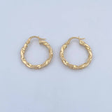 Hoop Earrings Milu 2.1gr / 2.1cm / Flat Twisted 18K Yellow Gold &