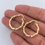 Hoop Earrings Milu 2.1gr / 2.1cm / Flat Twisted 18K Yellow Gold &