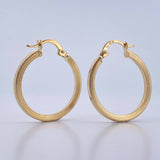 Hoop Earrings Andy 1.8gr / 2.5cm / Striped 18K Yellow Gold &