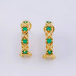 Hoop Earrings Crossed Points Emeralds 16pts 3.6gr / 1.5cm / 18K Yellow Gold *