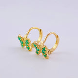 Hoop Earrings Butterfly 18 Pts Emerald 1.65 g / 1/2 in Yellow Gold 18K