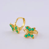 Hoop Earrings Butterfly 18 Pts Emerald 1.65 g / 1/2 in Yellow Gold 18K