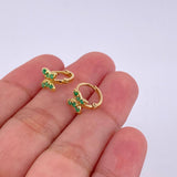 Hoop Earrings Butterfly 18 Pts Emerald 1.65 g / 1/2 in Yellow Gold 18K