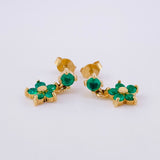 Topos Flor Colgante Esmeraldas 60pts 2.55gr / 1/2 in / Oro Amarillo 18K *