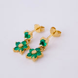 Topos Flor Colgante Esmeraldas 60pts 2.55gr / 1/2 in / Oro Amarillo 18K *