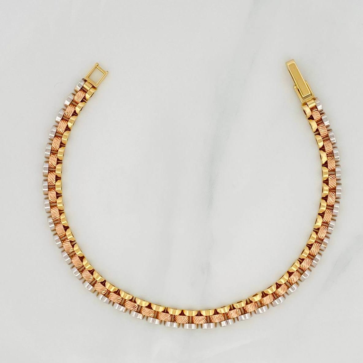 Bracelet Strap 10.4g / 7 1/2 in / 5.18mm Tri-Color Gold 18K
