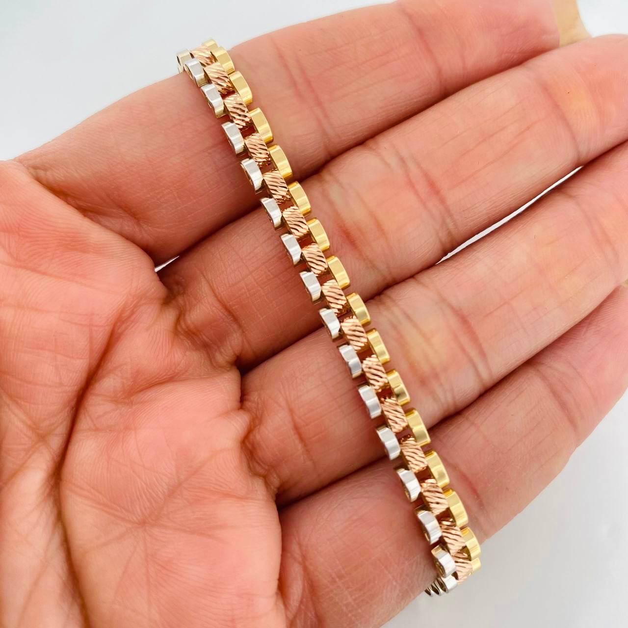 Bracelet Strap 10.4g / 7 1/2 in / 5.18mm Tri-Color Gold 18K
