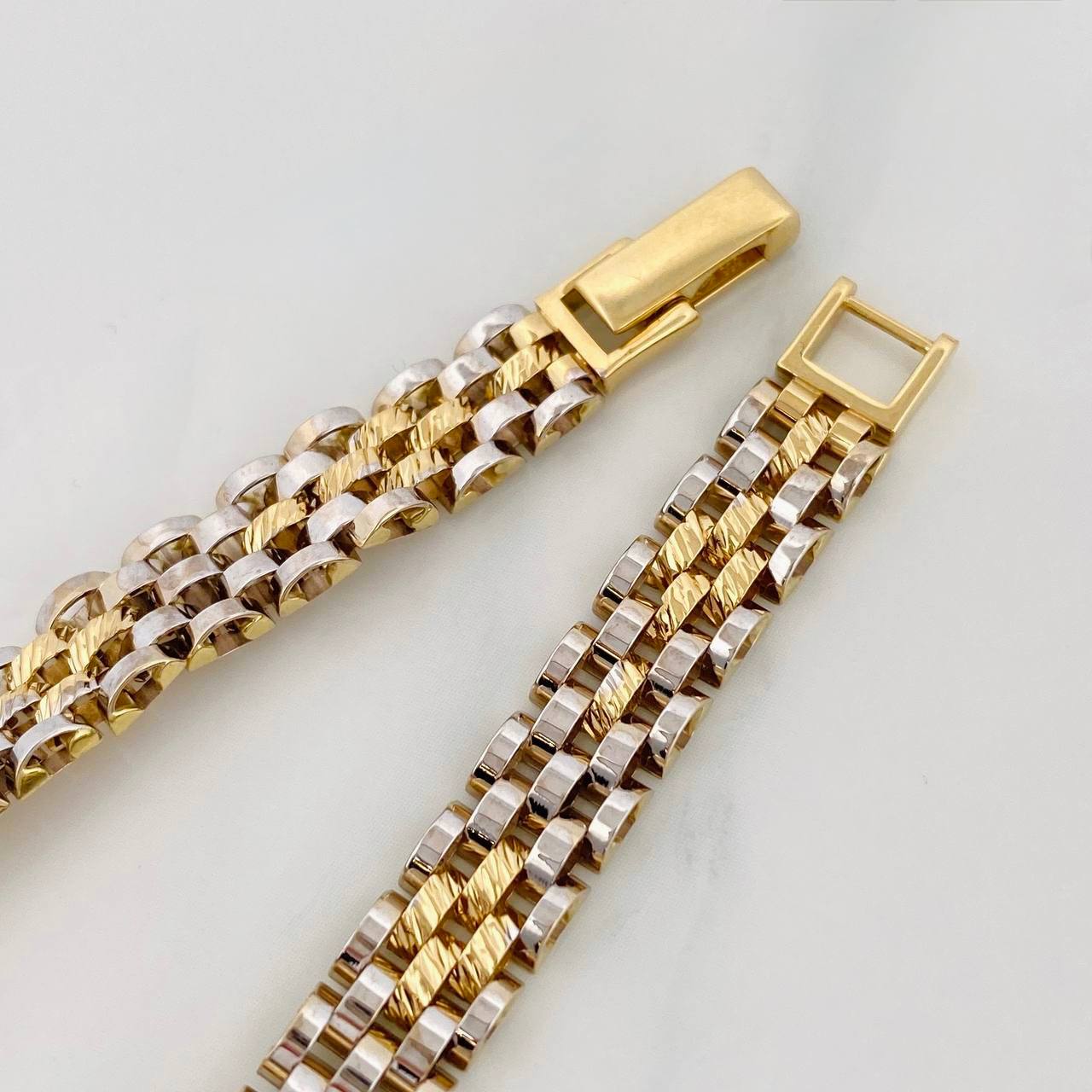 Bracelet Strap 14.15g / 7 1/2 in / 6.95mm Two-Tone Yellow White Gold 18K