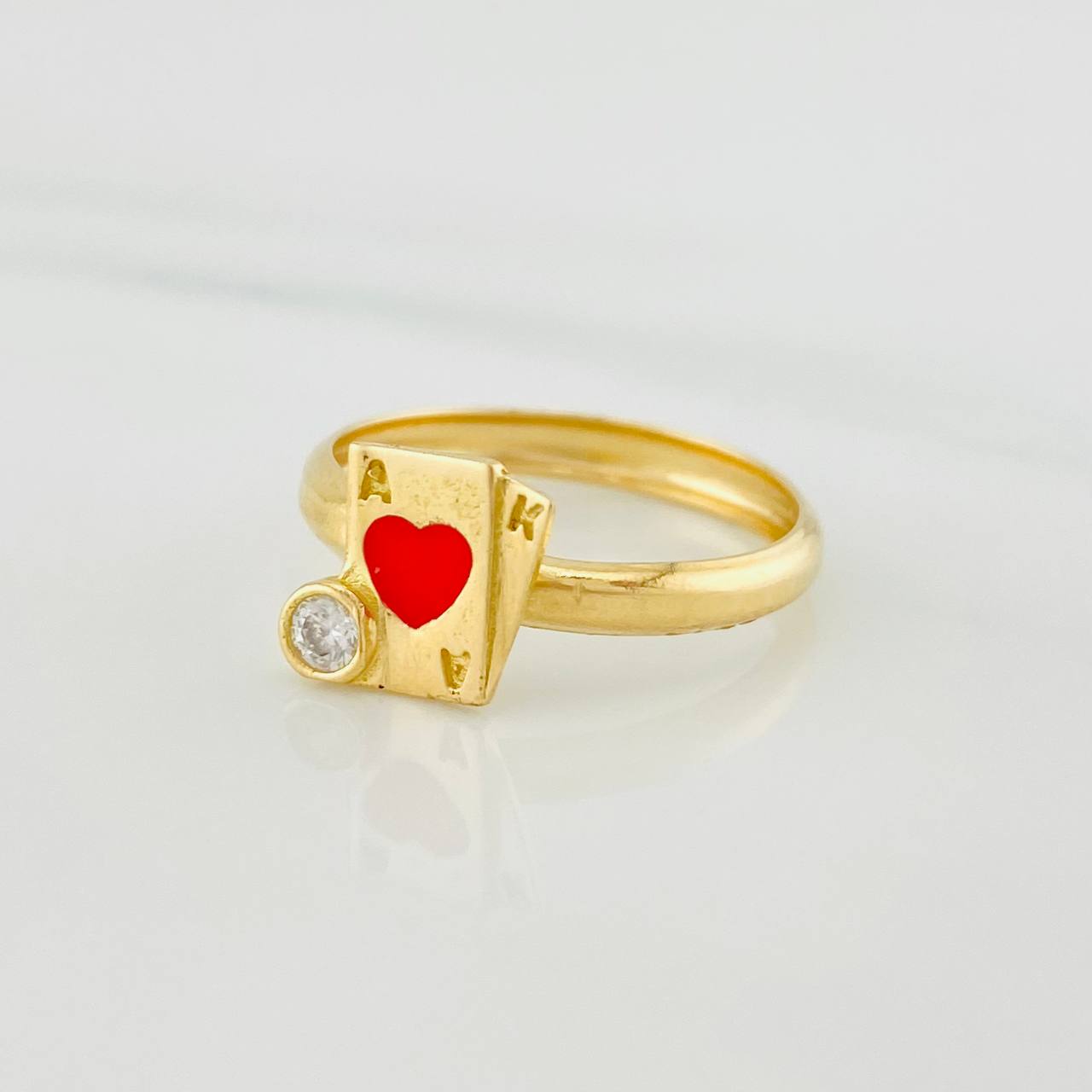 Anillo Carta Poker 1.2g / T5 1/2 Oro Amarillo 18K