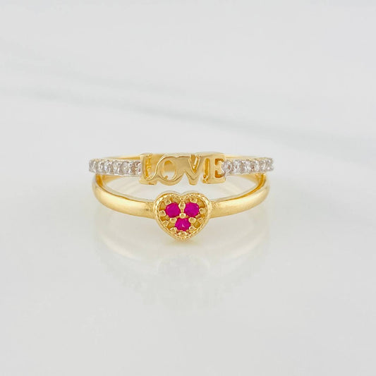 Love Heart Ring 2.85g / Size 7 1/4 Two-Tone Yellow White Gold 18K