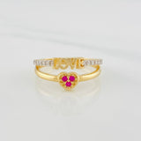Anillo Love Corazón 2.85g / T7 1/4 Dos Oros Amarillo Blanco 18K
