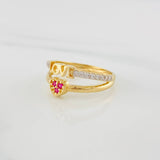 Anillo Love Corazón 2.85g / T7 1/4 Dos Oros Amarillo Blanco 18K