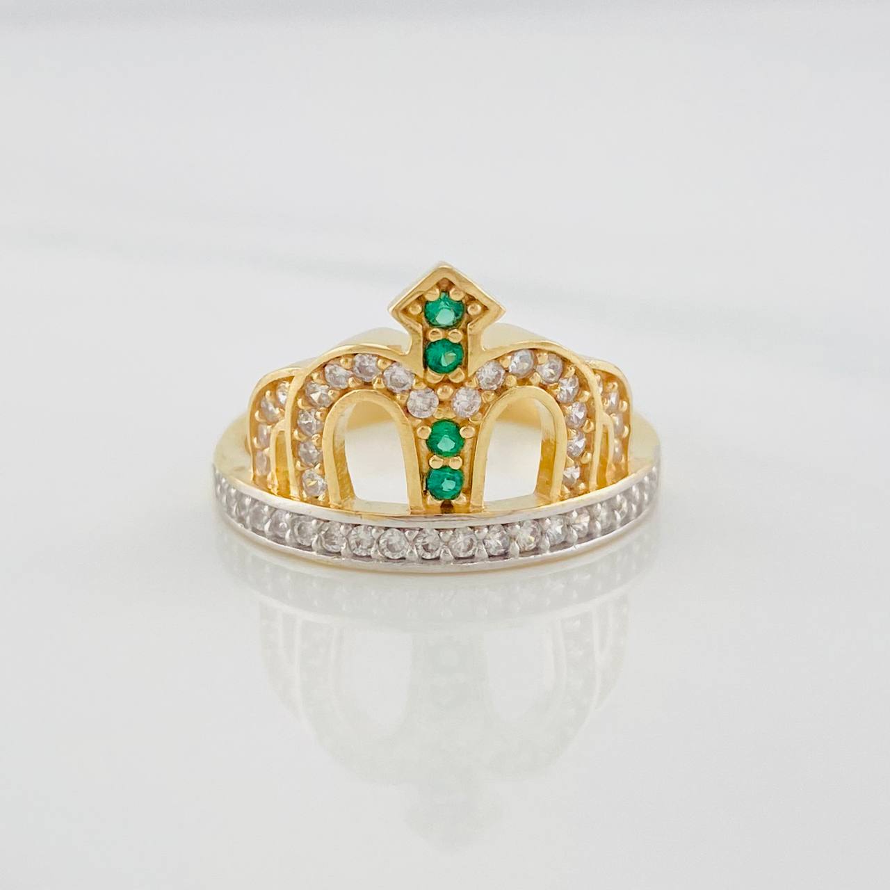 Anillo Corona 3.85g / T6 3/4 Dos Oros Amarillo Blanco 18K