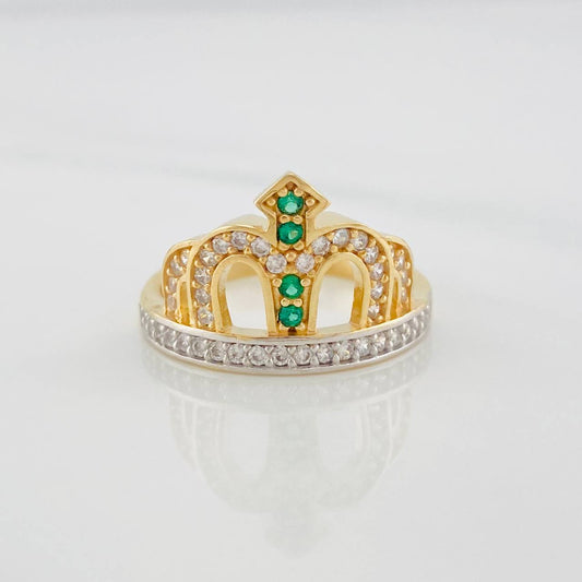 Crown Ring 3.85g / Size 6 3/4 Two-Tone Yellow White Gold 18K