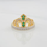 Anillo Corona 3.85g / T6 3/4 Dos Oros Amarillo Blanco 18K