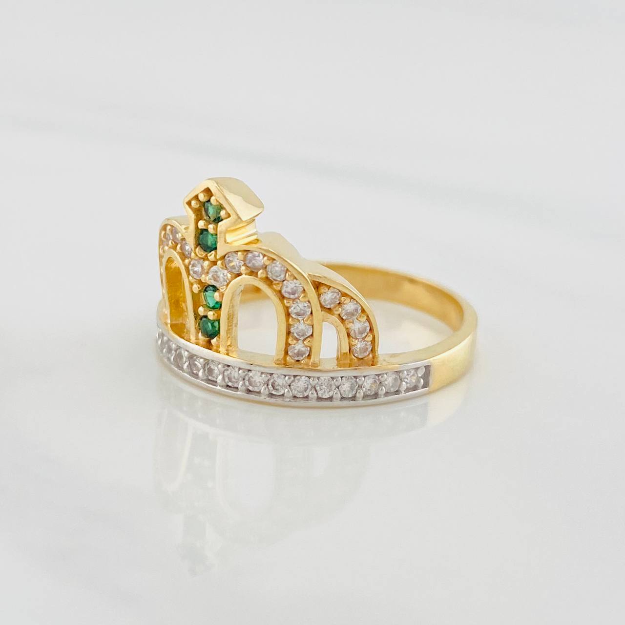Anillo Corona 3.85g / T6 3/4 Dos Oros Amarillo Blanco 18K