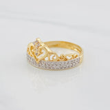 Anillo Corona Corazón 2.75g / T7 1/2 Dos Oros Amarillo Blanco 18K