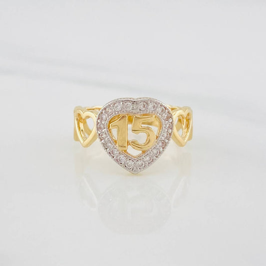 Ring 15's Hearts 3g / T6 1/2 Two Yellow White Gold 18K