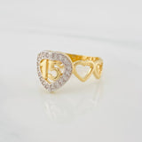 Ring 15's Hearts 3g / T6 1/2 Two Yellow White Gold 18K
