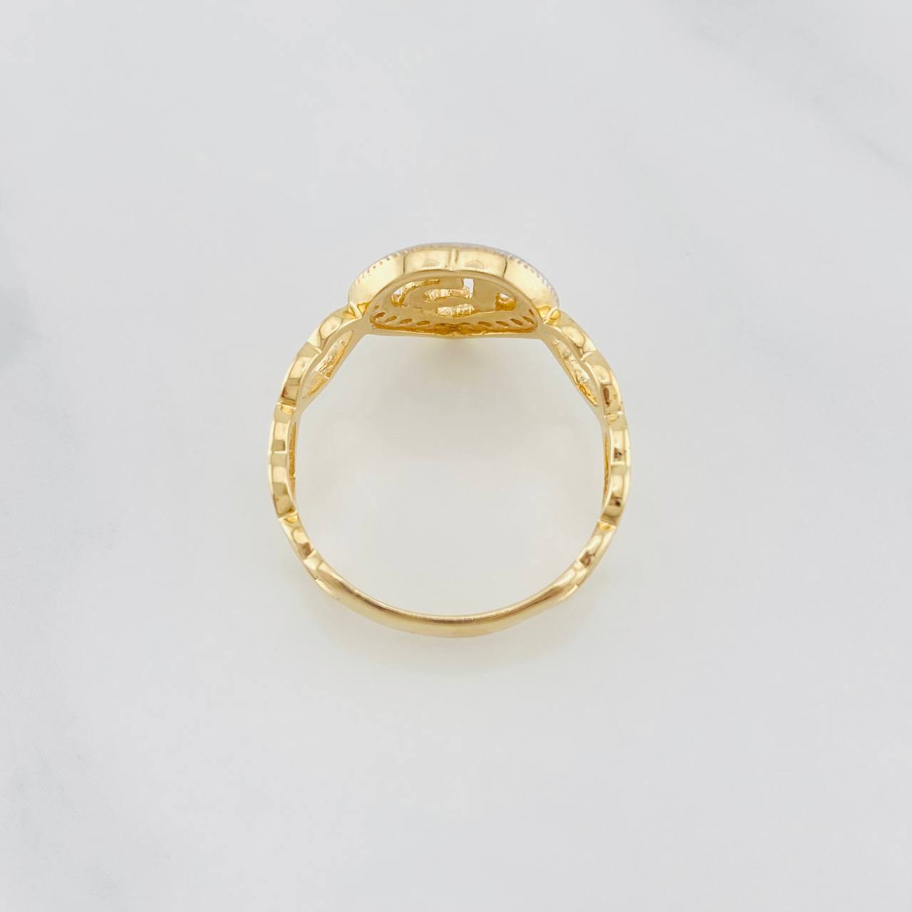 Ring 15's Hearts 3g / T6 1/2 Two Yellow White Gold 18K