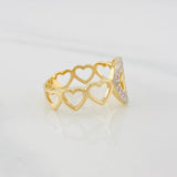 Ring 15's Hearts 3g / T6 1/2 Two Yellow White Gold 18K