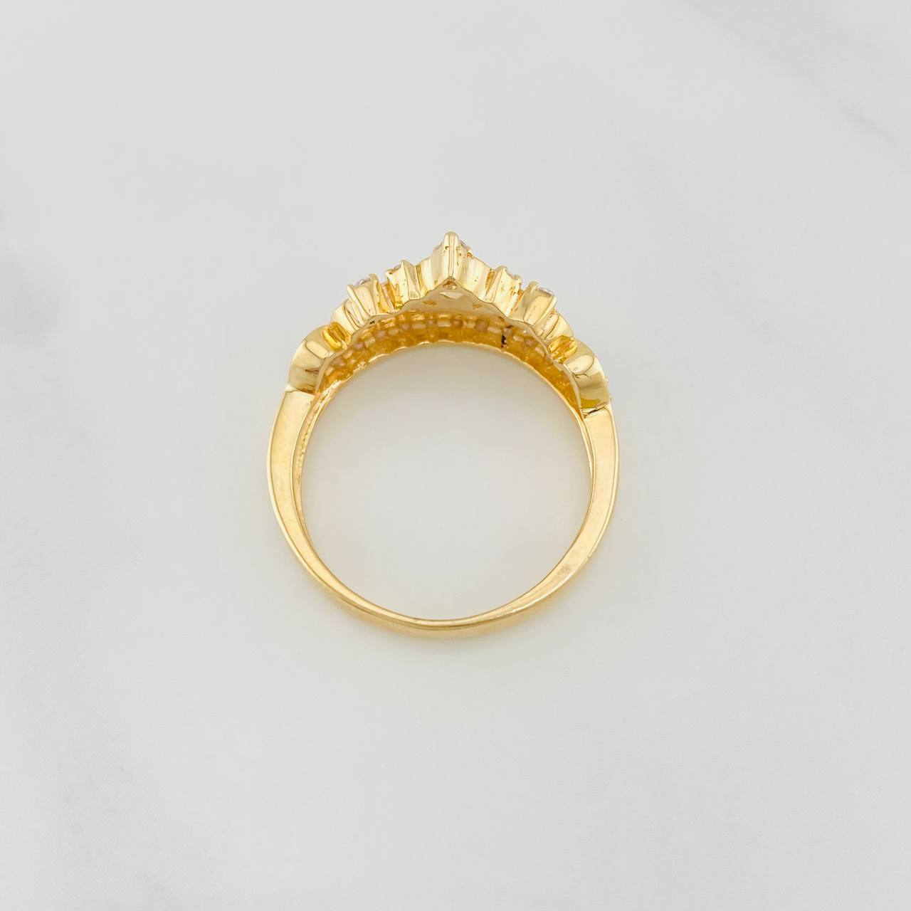 Anillo Corona Corazón 4g / T6 3/4 Dos Oros Amarillo Blanco 18K