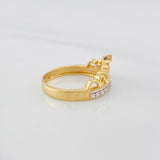 Anillo Corona Corazón 4g / T6 3/4 Dos Oros Amarillo Blanco 18K