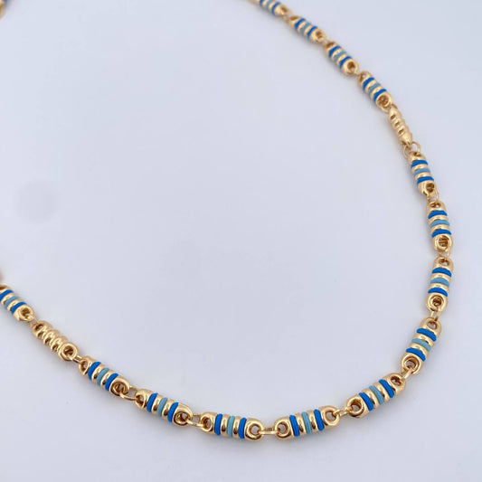 Rustic Chain Barrel 14.25gr / 61.6cm / 4.1mm Blue Rubbers 18K Yellow Gold $