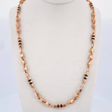Cadena Rustica Cubos 16.35gr / 61cm / 4.3mm Cauchos Negros Oro Rosa 18K $