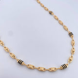 Cadena Rustica Barril 13.35gr / 60.9cm / 4.7mm Cauchos Negros Oro Amarillo 18K $