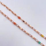 Cadena Reloj De Arena 10.2gr / 49.9cm / 3.3mm Cauchos De Colores Oro Rosa 18K $