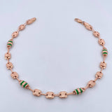 Tobillera Rustica Canotillo 5.5gr / 24.8cm / 5.4mm Cauchos Verdes  Oro Rosa 18K $