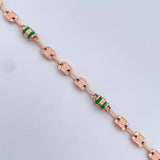 Tobillera Rustica Canotillo 5.5gr / 24.8cm / 5.4mm Cauchos Verdes  Oro Rosa 18K $
