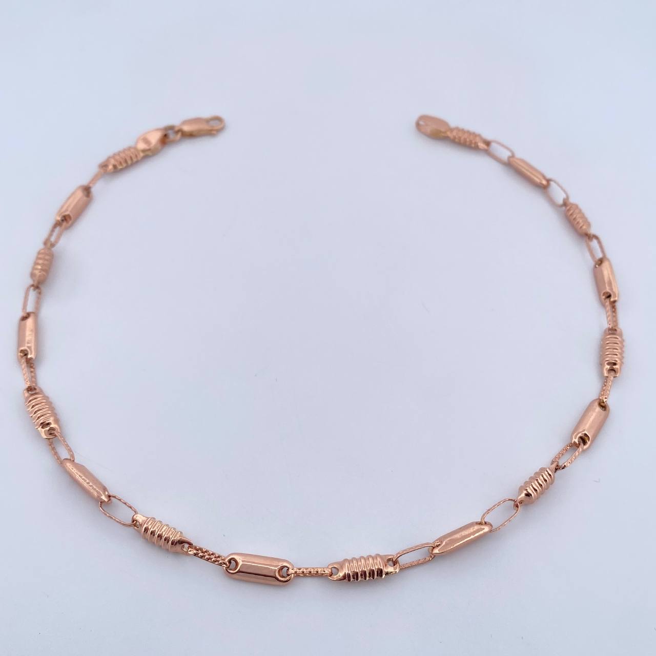 Tobillera Rustica Barril  4.05gr / 25.7cm / 4mm Oro Rosa 18K $