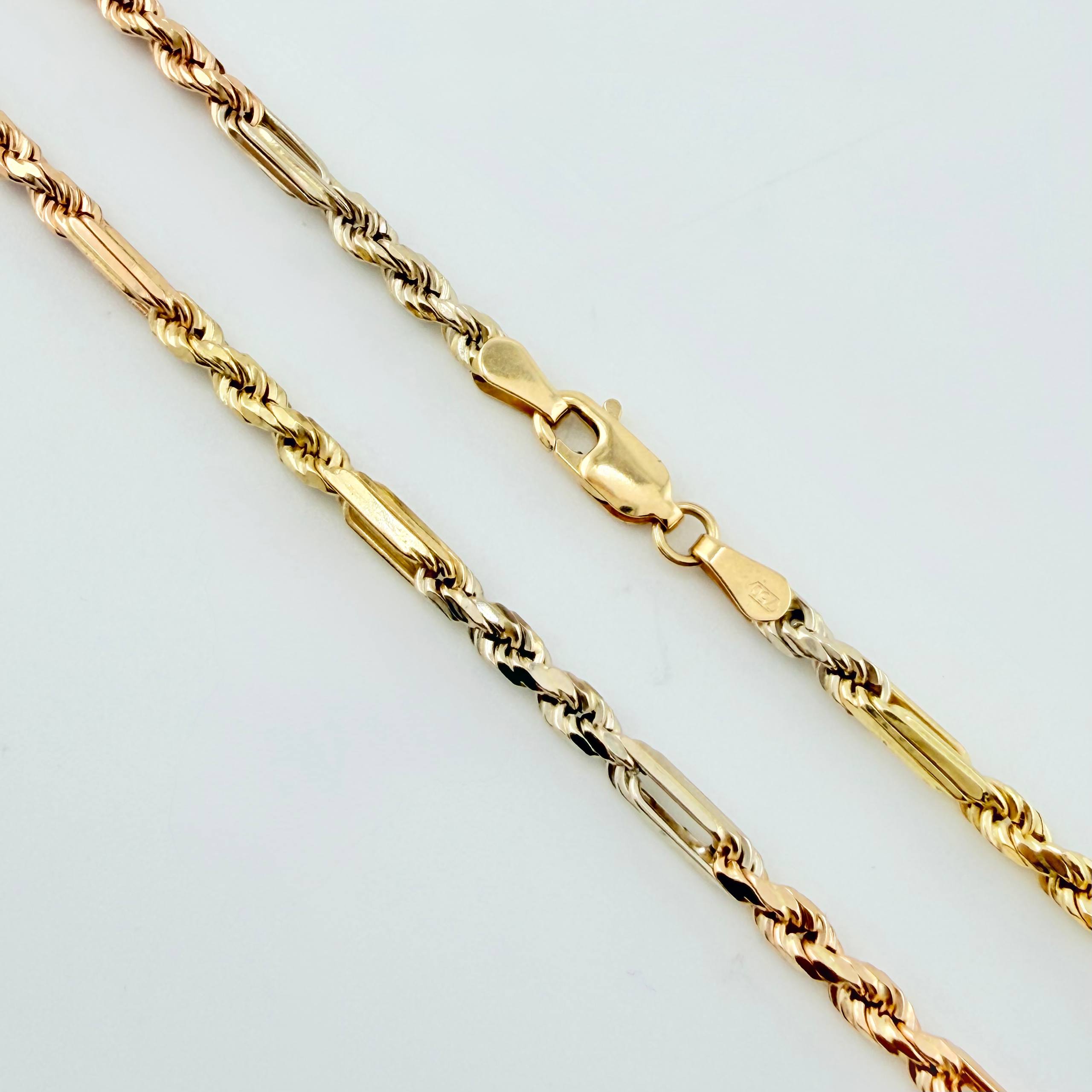 Special Rope Chain 15.65gr / 23 1/2 in / 3.4mm Three Golds +3 18K *