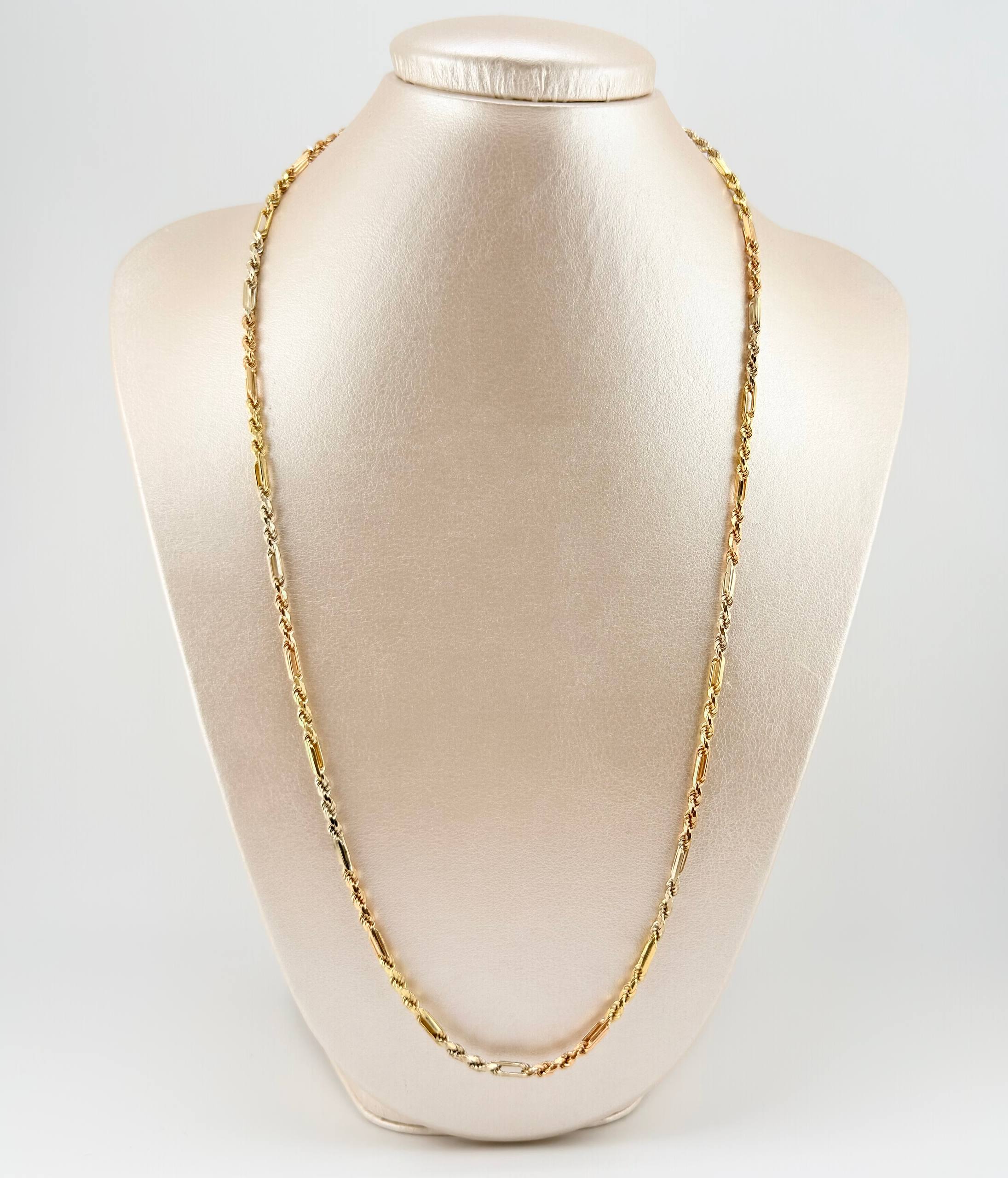 Special Rope Chain 15.65gr / 23 1/2 in / 3.4mm Three Golds +3 18K *
