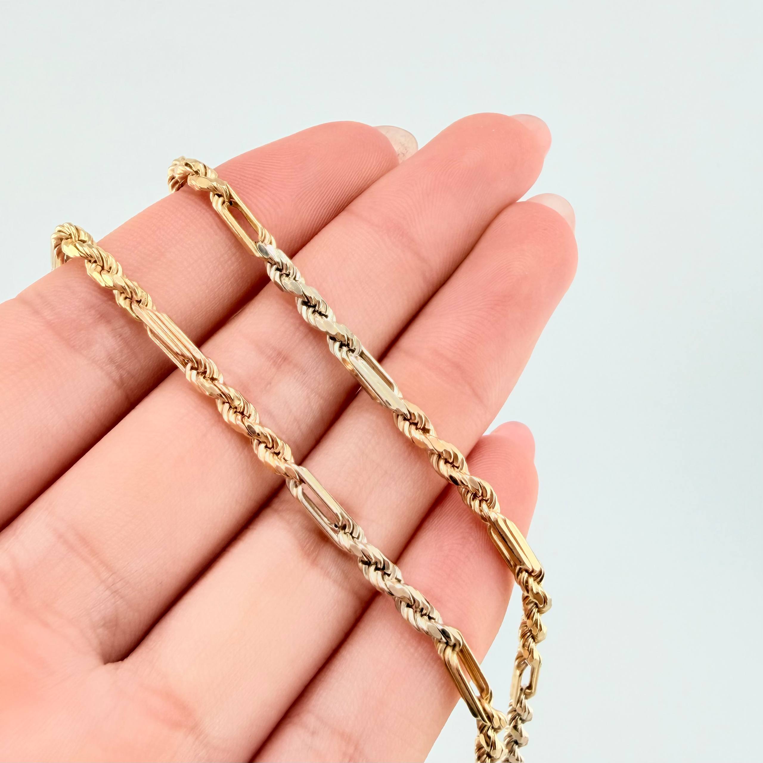 Special Rope Chain 15.65gr / 23 1/2 in / 3.4mm Three Golds +3 18K *