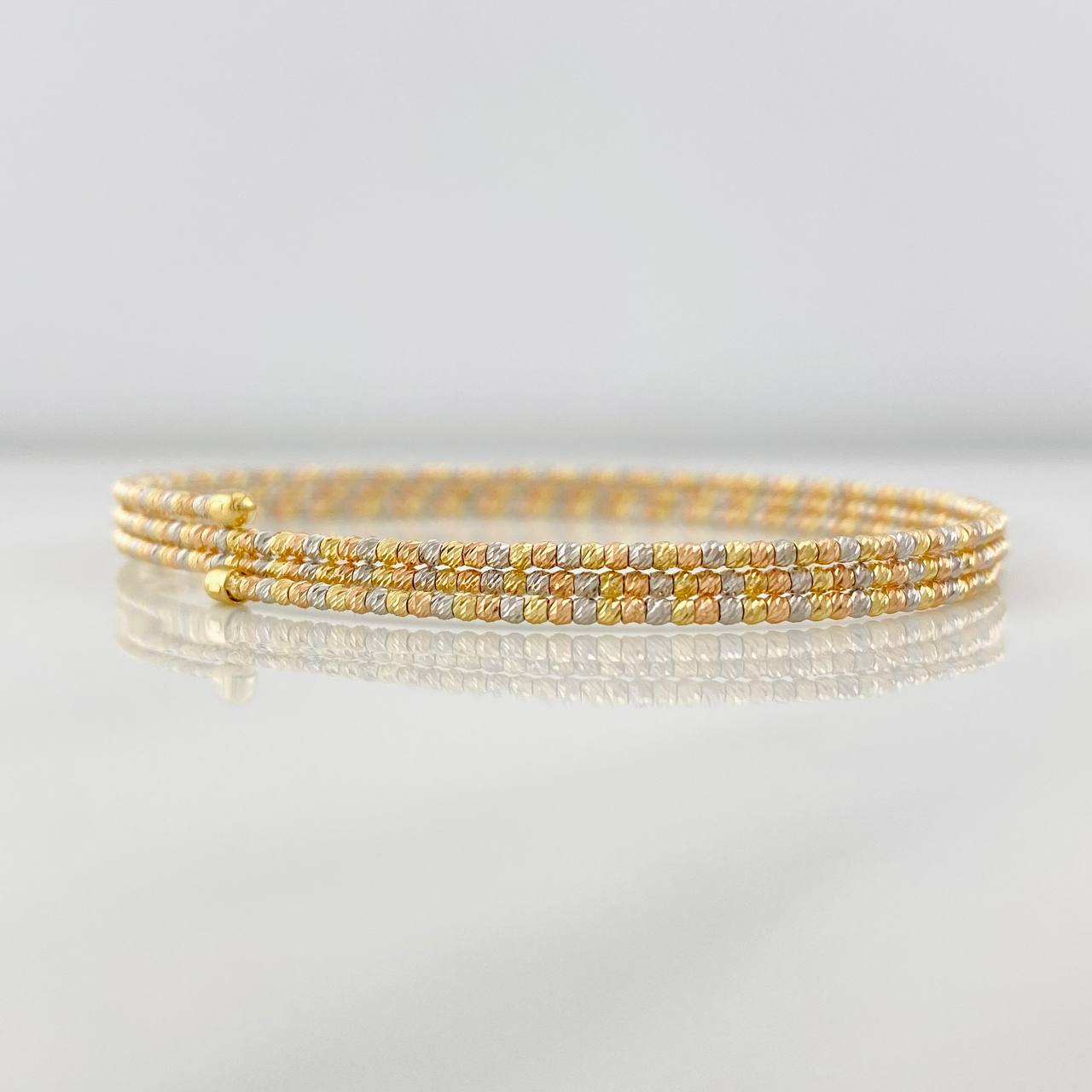 Pulso Aro Diamantado 5g / 6 3/4 in / 2mm Tres Oros 18K