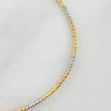 Diamond Cut Bracelet Hoop 2.05g / 7 in / 2mm Three Golds 18K