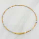Diamond Cut Bracelet Hoop 2.05g / 7 in / 2mm Three Golds 18K