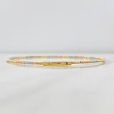 Diamond Cut Bracelet Hoop 2.05g / 7 in / 2mm Three Golds 18K