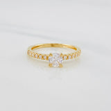 Solitaire Heart Channel Ring 2.4g / Size 6 3/4 Two-Tone Yellow White Gold 18K
