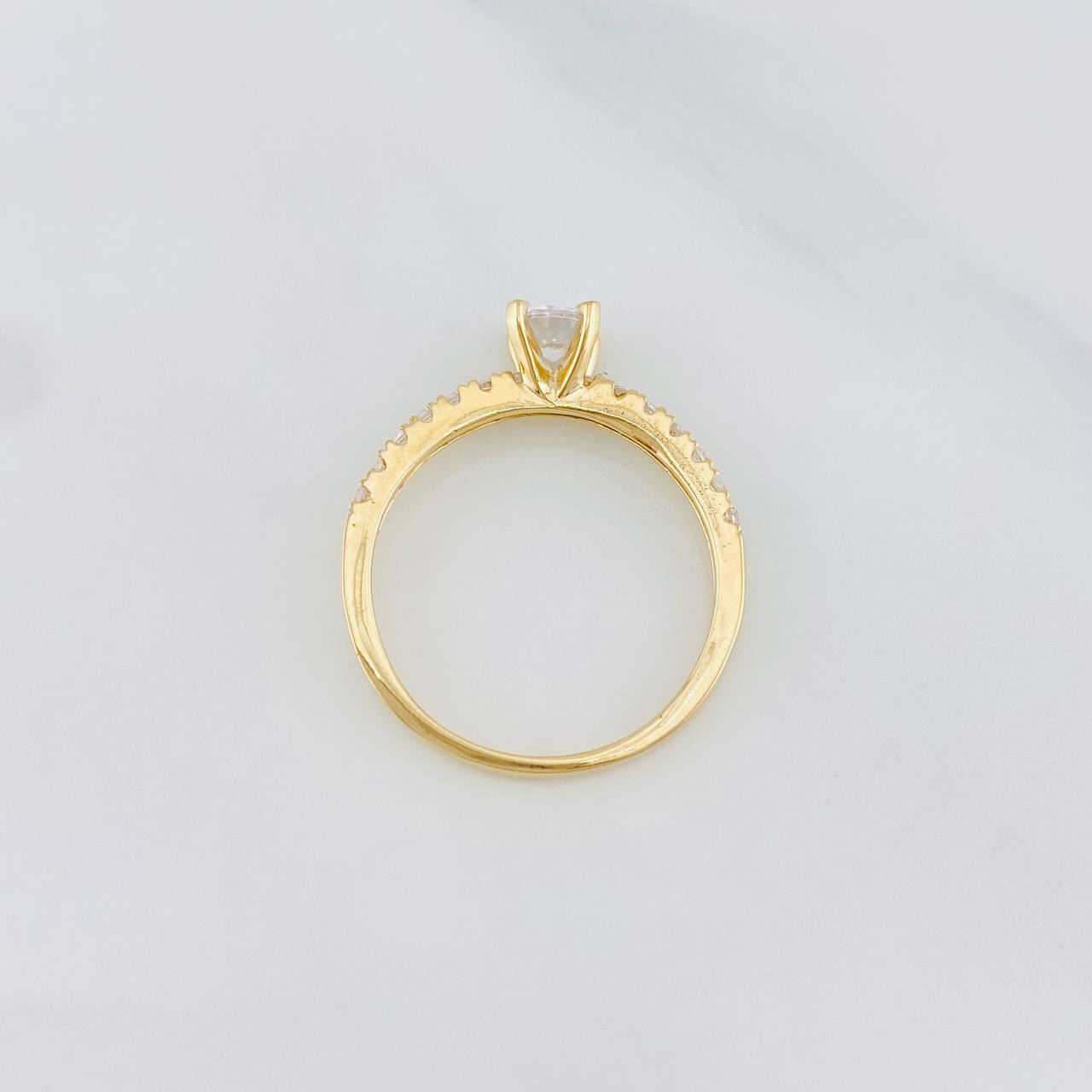 Solitaire Heart Channel Ring 2.4g / Size 6 3/4 Two-Tone Yellow White Gold 18K